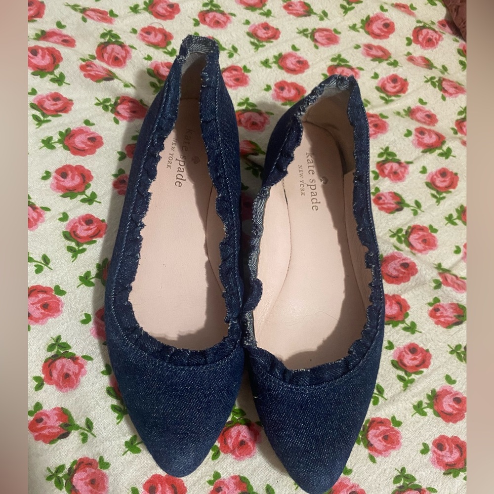 Kate Spade Nicole Flats - Dark Denim Chambray Pointed Toe